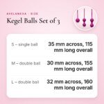 Kegel Balls Set of 3 – Progressive Sizes S, M and L – size and measurements