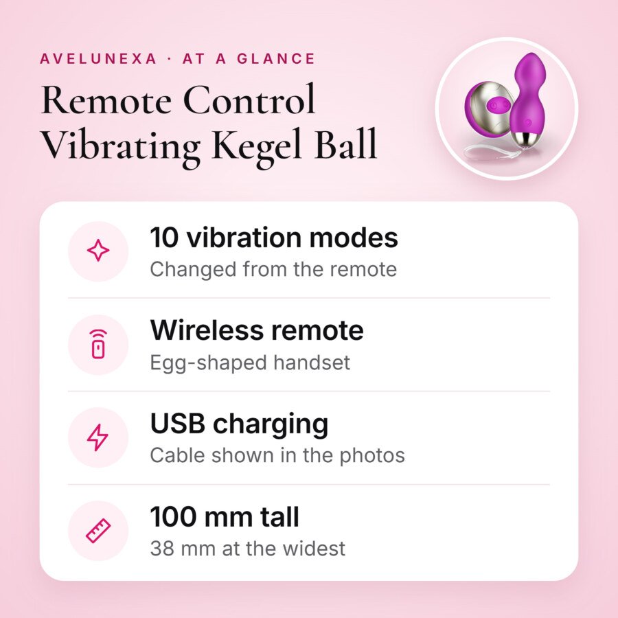 Remote Control Vibrating Kegel Ball – 10 Modes, USB Rechargeable – key features at a glance