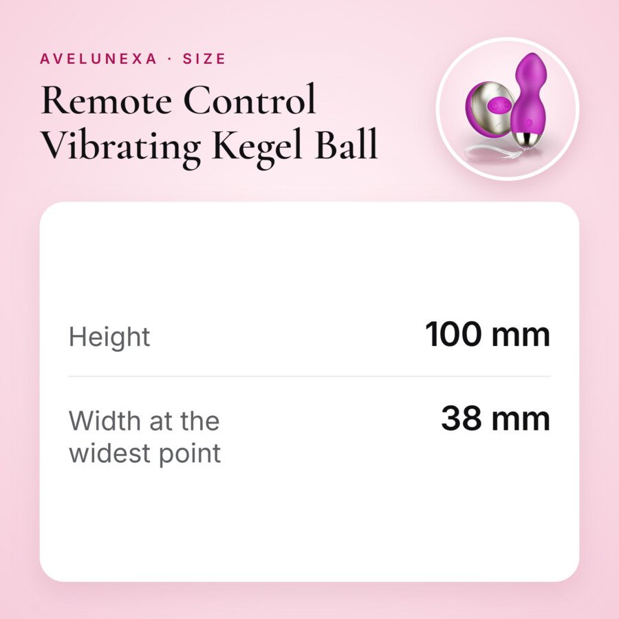 Remote Control Vibrating Kegel Ball – 10 Modes, USB Rechargeable – size and measurements