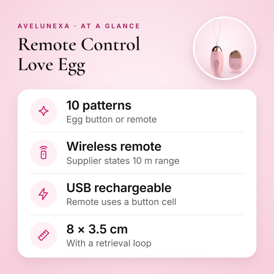 Remote Control Love Egg – USB Rechargeable, 10 Modes – key features at a glance