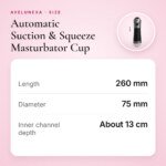 Automatic Suction & Squeeze Masturbator Cup – 5 Modes – size and measurements