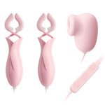 Tulip Nipple Clamps with Suction Piece – Wired Controller, Pink – view 2