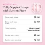 Tulip Nipple Clamps with Suction Piece – Wired Controller, Pink – size and measurements