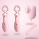 Tulip Nipple Clamps with Suction Piece – Wired Controller, Pink
