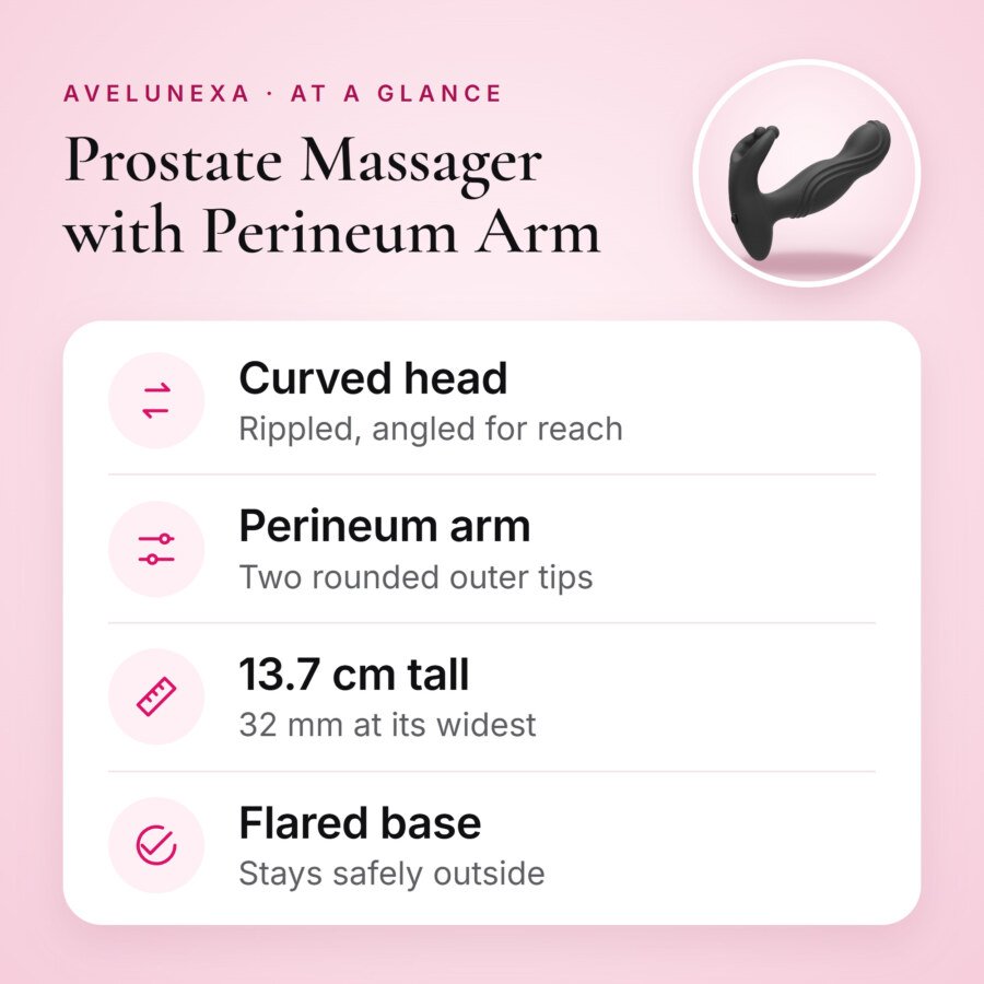 Prostate Massager with Perineum Arm – 13.7 cm, Black – key features at a glance