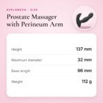Prostate Massager with Perineum Arm – 13.7 cm, Black – size and measurements