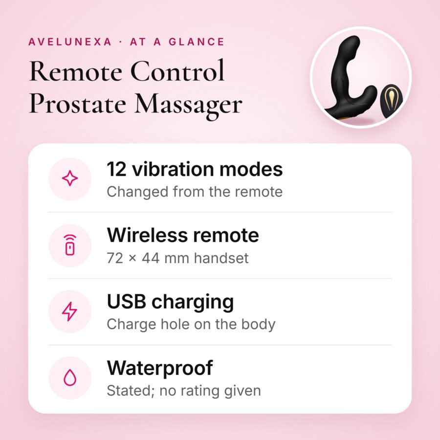 Remote Control Prostate Massager – 12 Vibration Modes, USB Rechargeable – key features at a glance