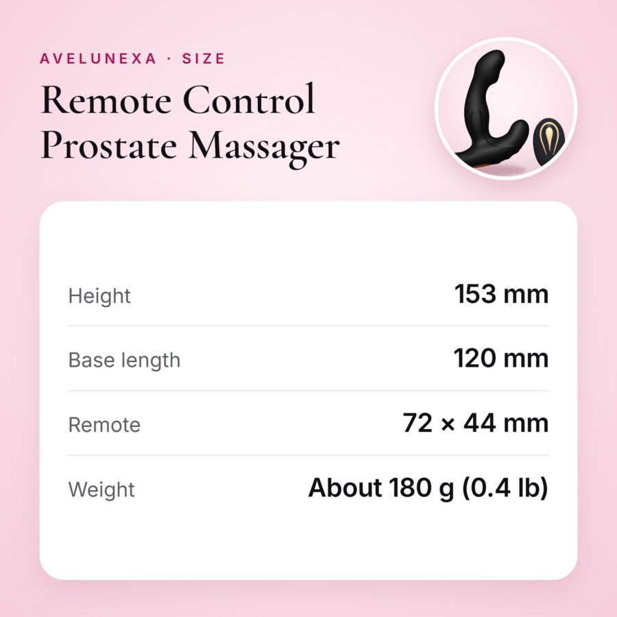 Remote Control Prostate Massager – 12 Vibration Modes, USB Rechargeable – size and measurements