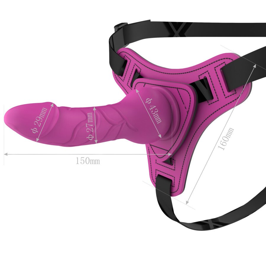 Strap-On Harness with 15 cm Dildo – Adjustable, Fuchsia – view 3