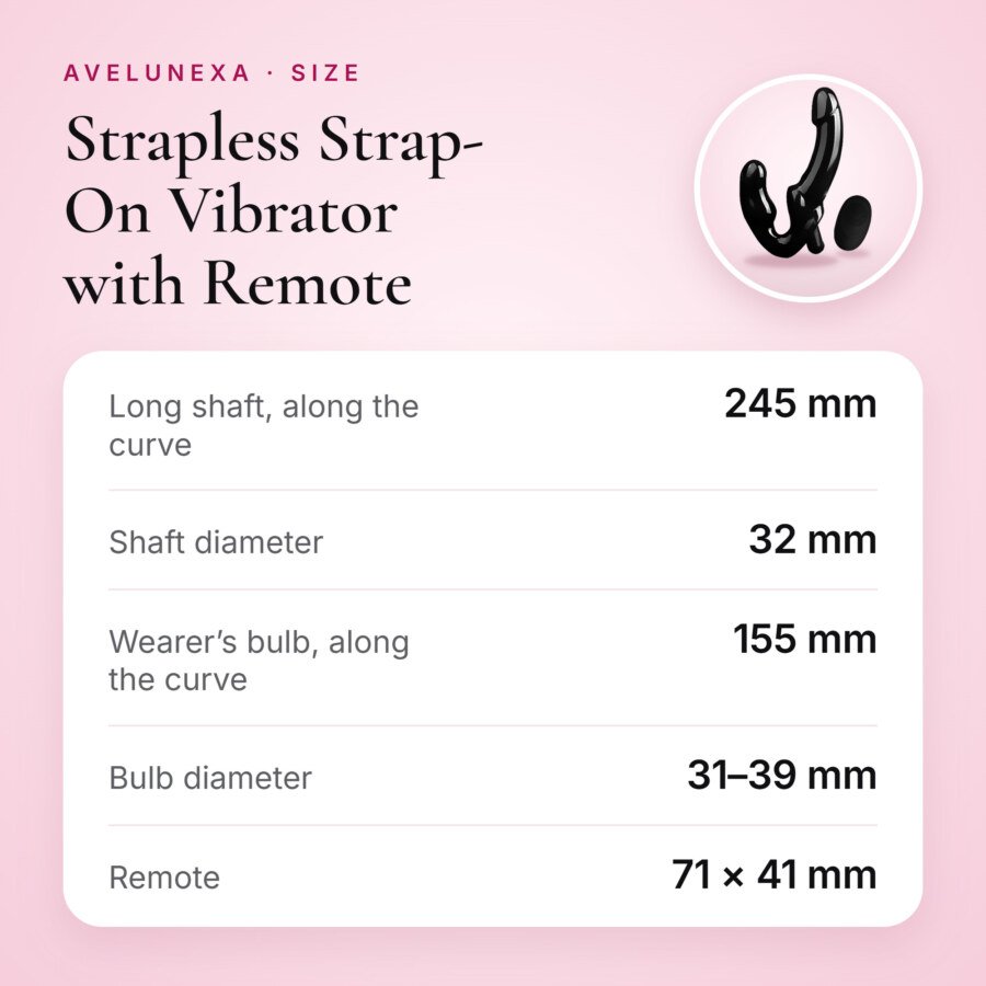 Strapless Strap-On Vibrator with Remote – 24.5 cm – size and measurements