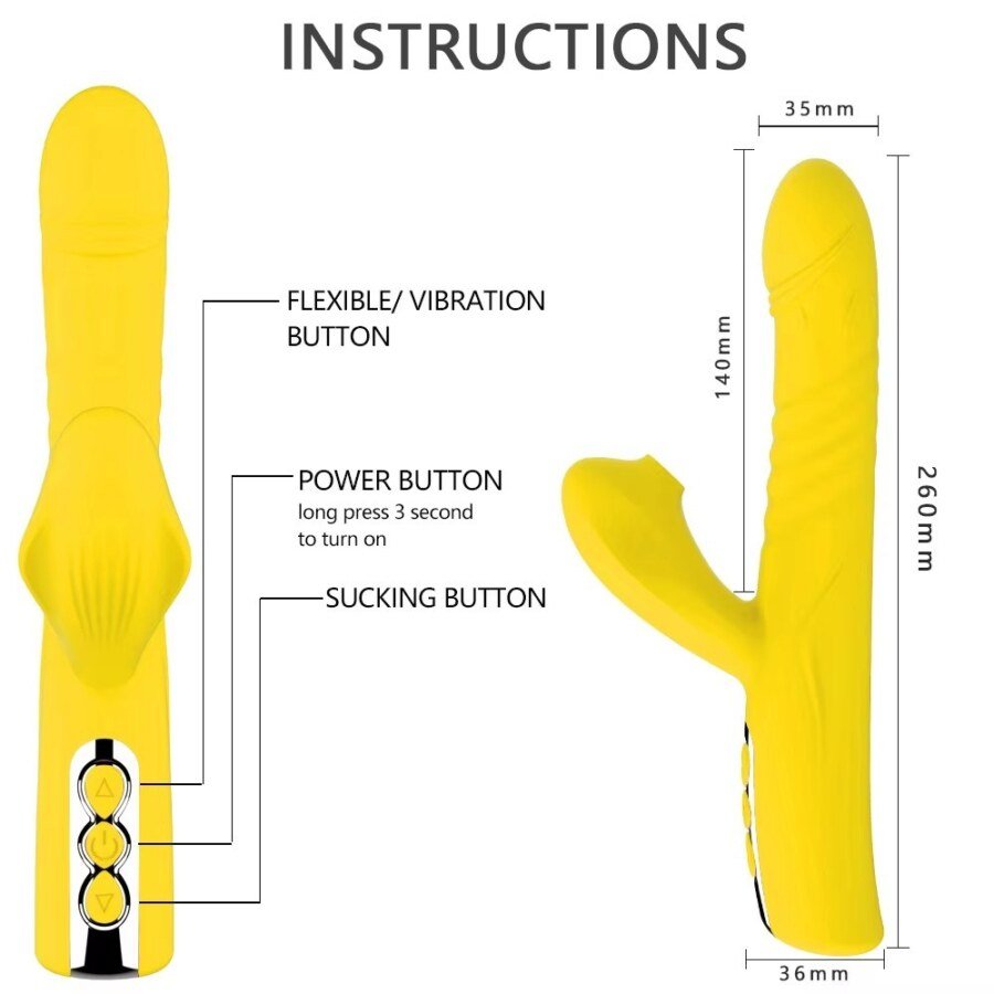 Original supplier image CH-3C90370 #7 Thrusting Rabbit Vibrator with Clitoral Suction – 8 Modes – view 2