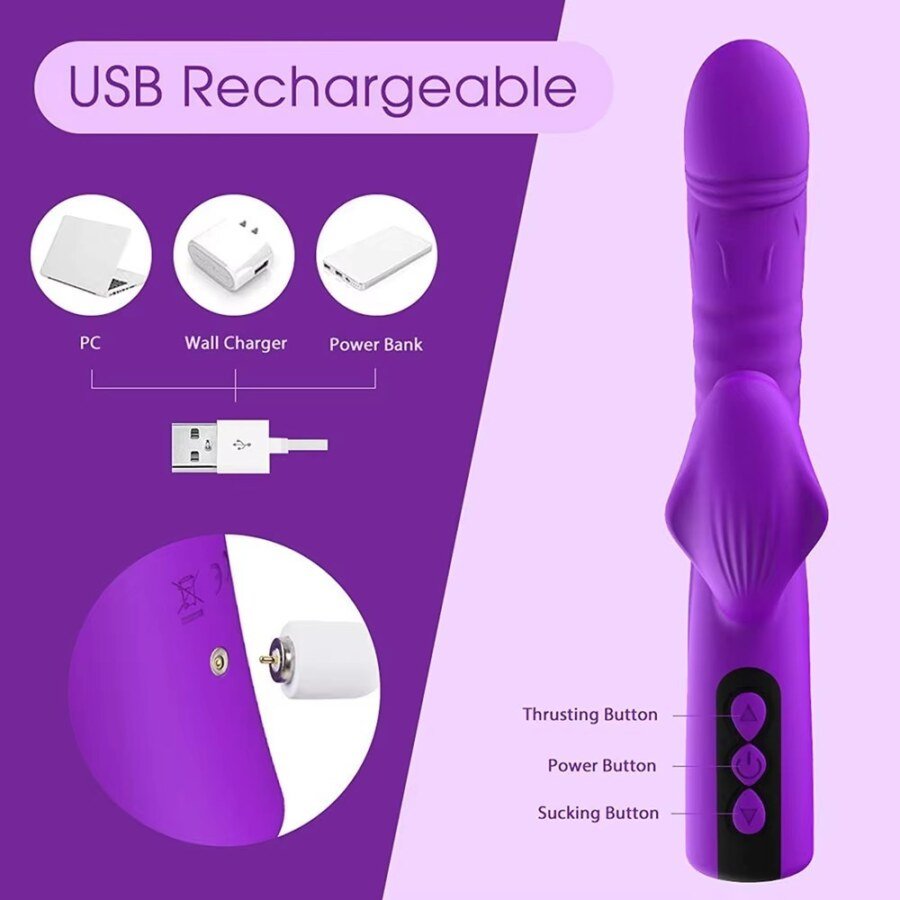 Original supplier image CH-3C90370 #13 Thrusting Rabbit Vibrator with Clitoral Suction – 8 Modes – view 9