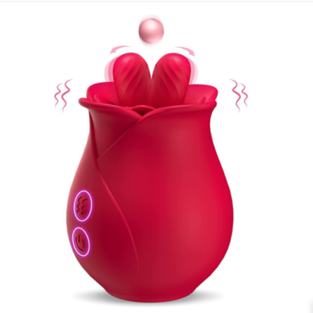 Rose Toy Vibrator – Two Licking Tongues, 10 Modes