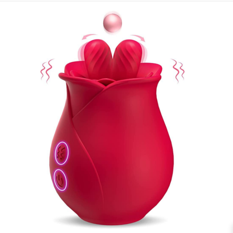 Rose Toy Vibrator – Two Licking Tongues, 10 Modes