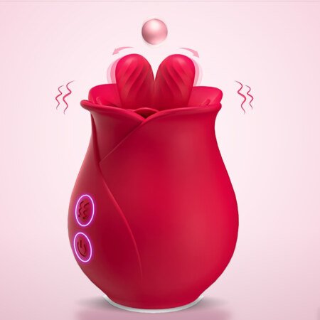Rose Toy Vibrator – Two Licking Tongues, 10 Modes