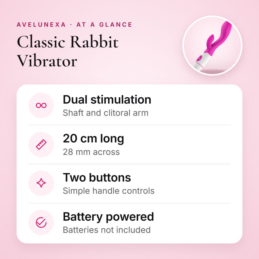 Classic Rabbit Vibrator – 20 cm, Battery Powered – key features at a glance