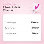 Classic Rabbit Vibrator – 20 cm, Battery Powered – size and measurements