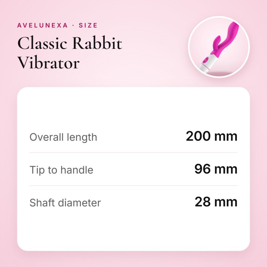 Classic Rabbit Vibrator – 20 cm, Battery Powered – size and measurements