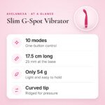 Slim G-Spot Vibrator – 10 Modes, Curved Tip, 17.5 cm – key features at a glance