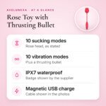 Rose Toy with Thrusting Bullet – 10 Sucking and 10 Vibration Modes, IPX7 – key features at a glance
