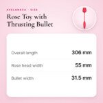 Rose Toy with Thrusting Bullet – 10 Sucking and 10 Vibration Modes, IPX7 – size and measurements