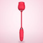 Rose Toy with Thrusting Bullet – 10 Sucking and 10 Vibration Modes, IPX7