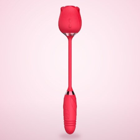 Rose Toy with Thrusting Bullet – 10 Sucking and 10 Vibration Modes, IPX7