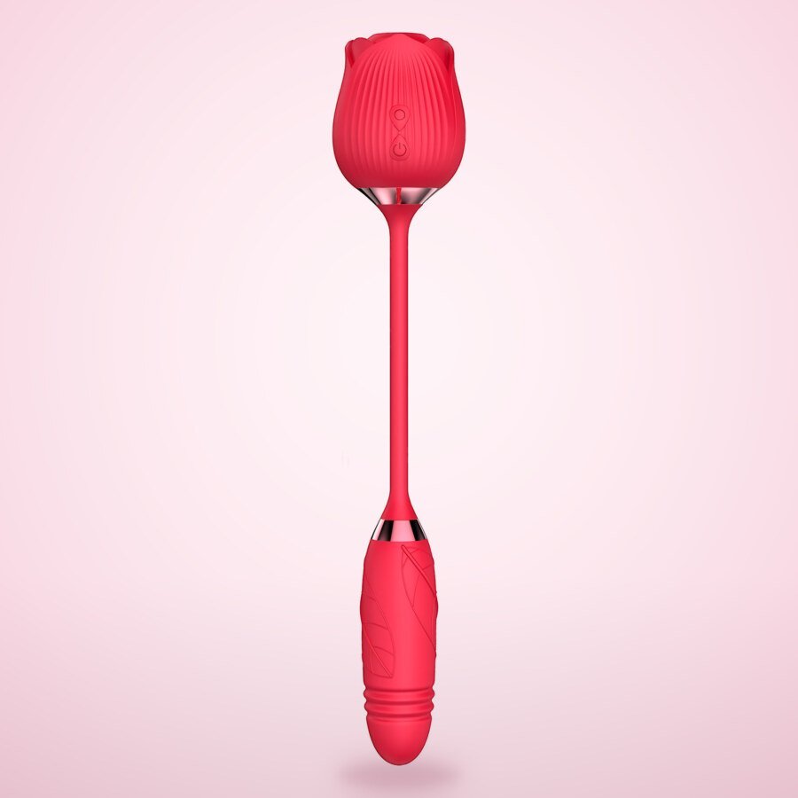 Rose Toy with Thrusting Bullet – 10 Sucking and 10 Vibration Modes, IPX7