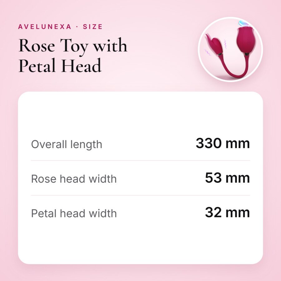 Rose Toy with Petal Head – 10 Modes, Sucking and Vibrating – size and measurements