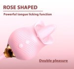 Rose Toy with Licking Tongue and Telescopic Bullet – 12 Modes, Pink – view 3