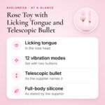 Rose Toy with Licking Tongue and Telescopic Bullet – 12 Modes, Pink – key features at a glance