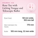 Rose Toy with Licking Tongue and Telescopic Bullet – 12 Modes, Pink – size and measurements