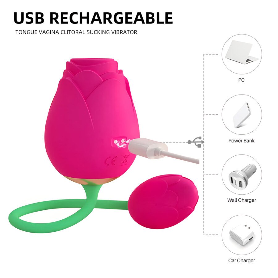 Rose Toy with Bud on a Stem – 5 Sucking and 10 Vibration Modes, IPX7 – view 8