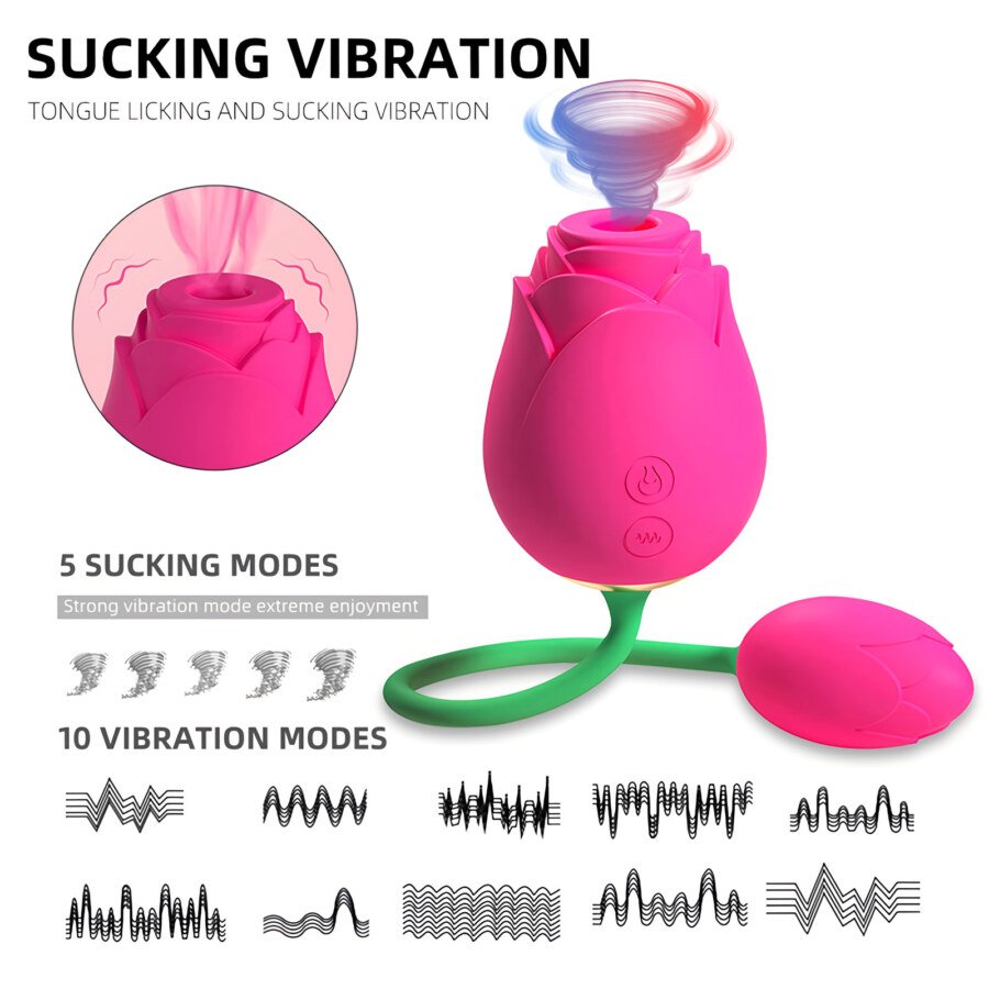 Rose Toy with Bud on a Stem – 5 Sucking and 10 Vibration Modes, IPX7 – view 5