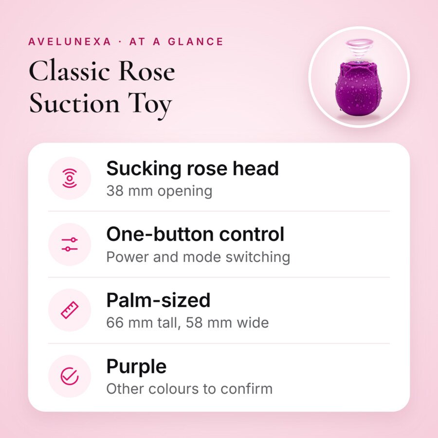 Classic Rose Suction Toy – One-Button Control, Purple – key features at a glance
