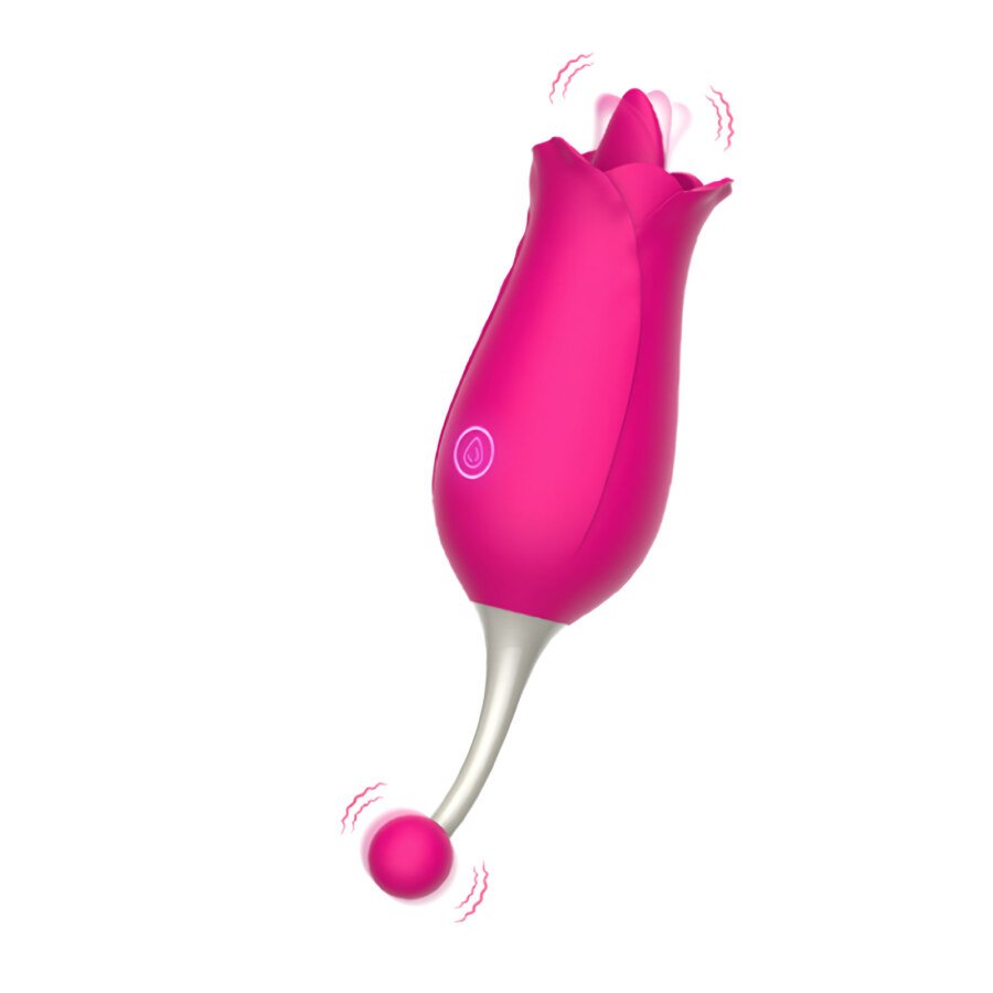 Rose Toy with Vibrating Tongue and Ball Tail – 10 Modes, Pink – view 2