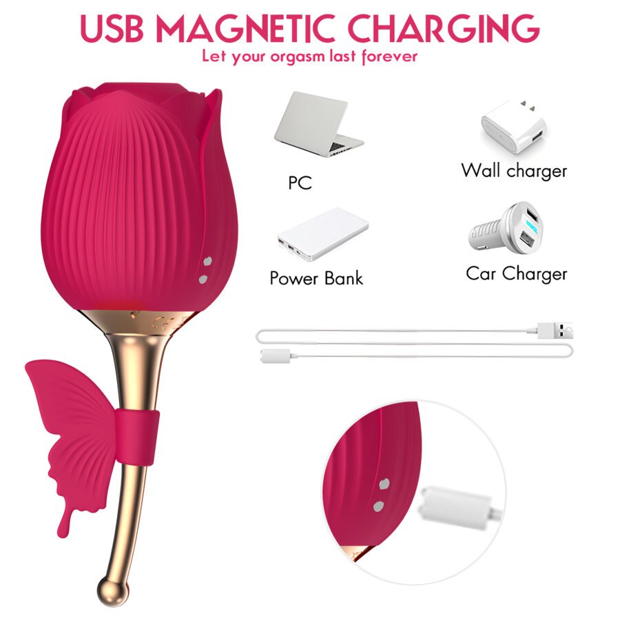 Rose Toy with Butterfly Stem – 10 Sucking and 10 Vibration Modes, IPX7 – view 3