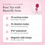 Rose Toy with Butterfly Stem – 10 Sucking and 10 Vibration Modes, IPX7 – key features at a glance