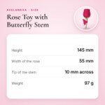 Rose Toy with Butterfly Stem – 10 Sucking and 10 Vibration Modes, IPX7 – size and measurements