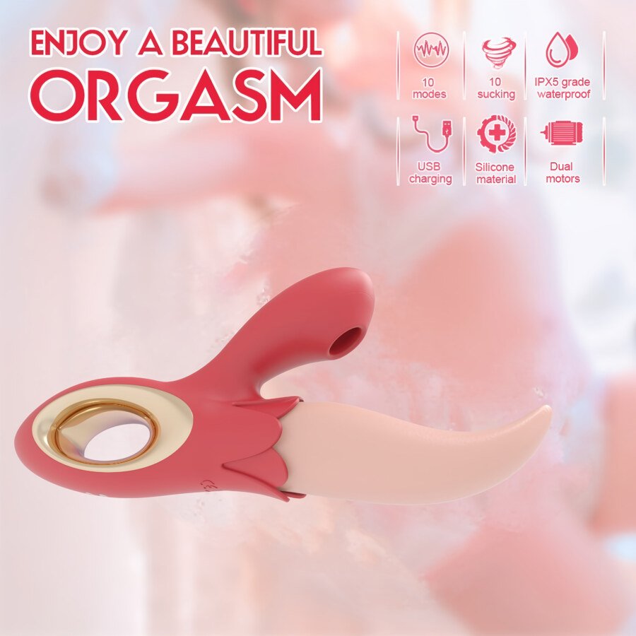 Tongue Rabbit Vibrator with Clitoral Suction – 10 Licking and 10 Sucking Modes, IPX5 – view 3