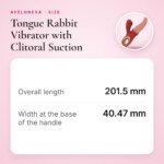 Tongue Rabbit Vibrator with Clitoral Suction – 10 Licking and 10 Sucking Modes, IPX5 – size and measurements