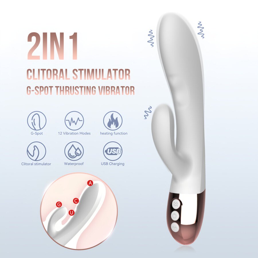 Heated Rabbit Vibrator – 12 Vibration Modes and 7 G-Spot Modes, USB Rechargeable – view 2