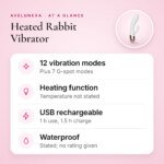 Heated Rabbit Vibrator – 12 Vibration Modes and 7 G-Spot Modes, USB Rechargeable – key features at a glance