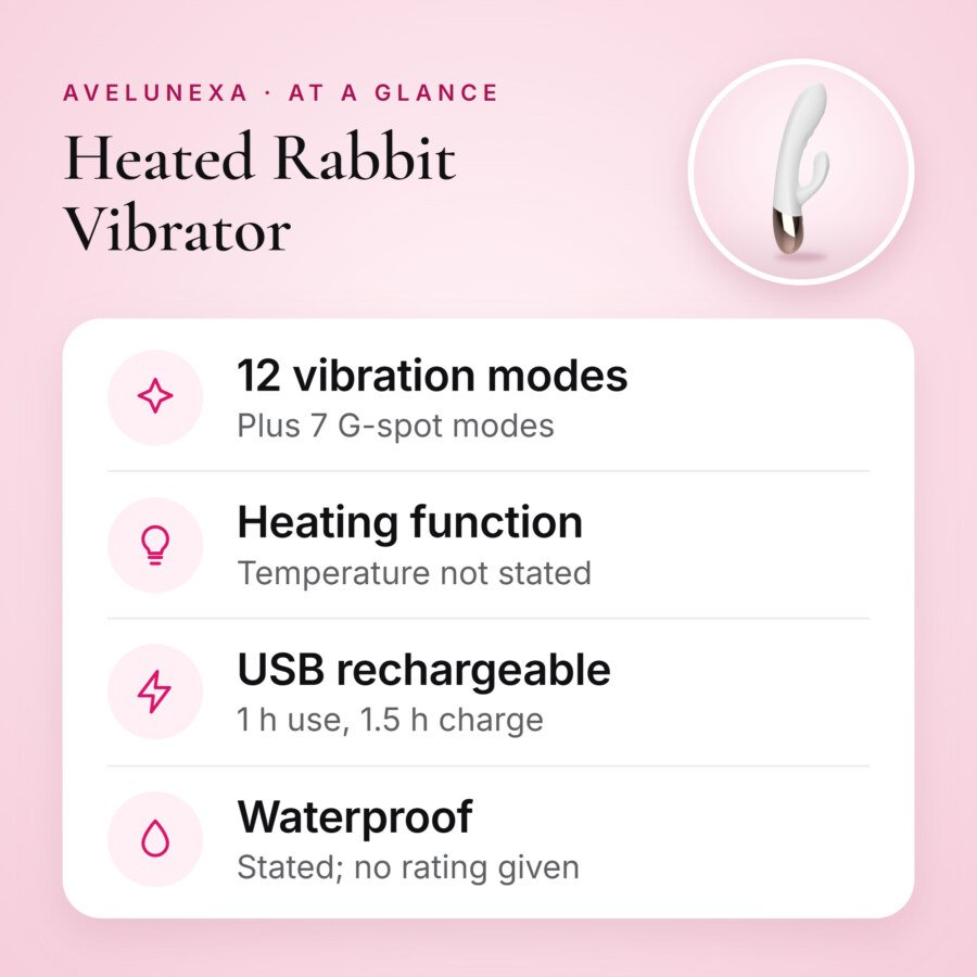 Heated Rabbit Vibrator – 12 Vibration Modes and 7 G-Spot Modes, USB Rechargeable – key features at a glance