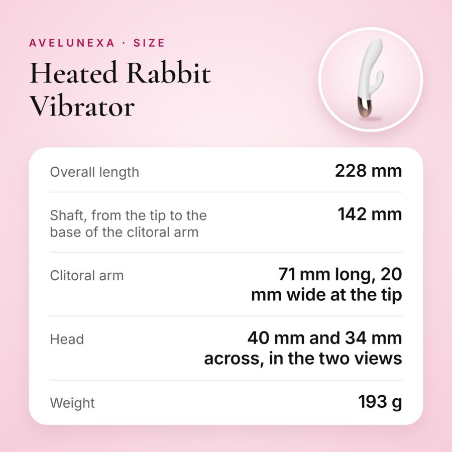 Heated Rabbit Vibrator – 12 Vibration Modes and 7 G-Spot Modes, USB Rechargeable – size and measurements