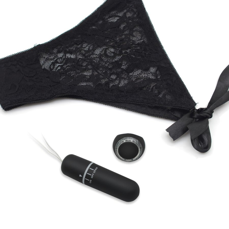 Vibrating Knickers with Ring Remote – Black Lace, 10 Modes – view 4